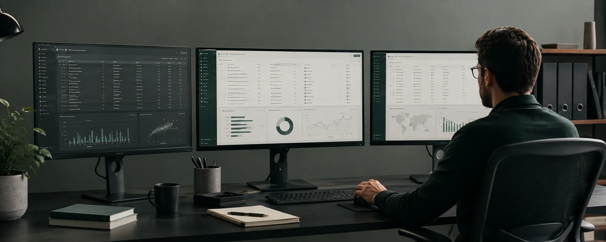 Three connected stages of the same work, running through software, with human review across all of them